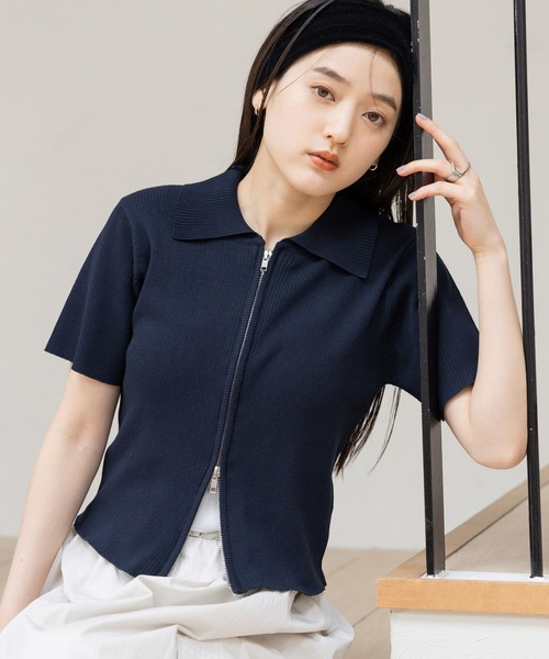 RAGEBLUE（レイジブルー）の「Wジップコンパクトリブニットカーディガン（ニット/セーター・レディース・グレー/レッド/ネイビー・FREE）」の17枚目の写真