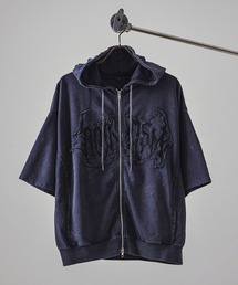 国内発送/関税込☆URKOOL☆ダメージ加工 ジッパー パーカー☆ URKOOL シンプル ジップアップダメージ加工 フーディ パーカー