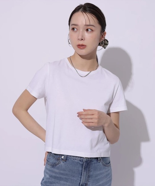 Mystrada(マイストラーダ)の「コンパクトTシャツ(Tシャツ/カットソー・レディース・グレイッシュベージュ/ブラック/ブラック系その他/ホワイト・38)」の1枚目の写真