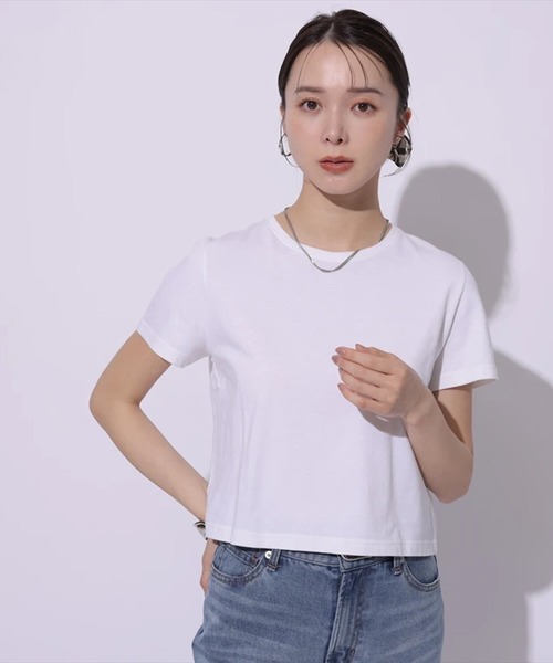 Mystrada(マイストラーダ)の「コンパクトTシャツ(Tシャツ/カットソー・レディース・グレイッシュベージュ/ブラック/ブラック系その他/ホワイト・38)」の19枚目の写真