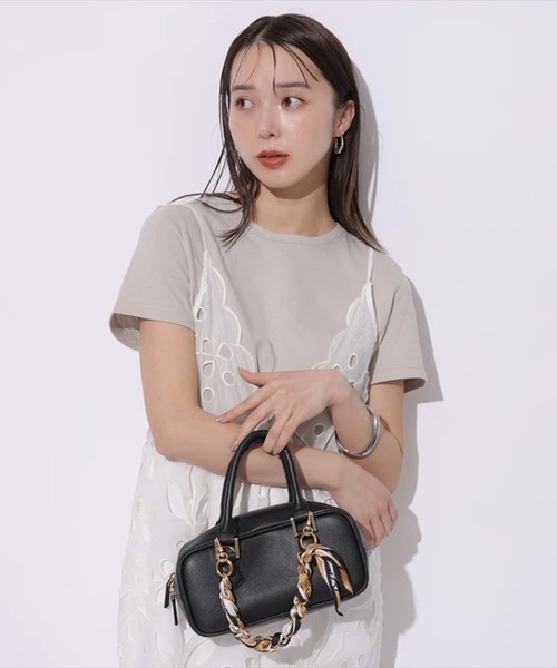 Mystrada(マイストラーダ)の「コンパクトTシャツ(Tシャツ/カットソー・レディース・グレイッシュベージュ/ブラック/ブラック系その他/ホワイト・38)」の5枚目の写真
