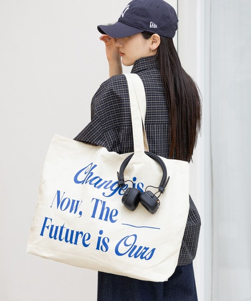 RAGEBLUE（レイジブルー）の「BIGキャンバスロゴトートバッグ（トートバッグ・レディース・ブルー/ホワイト/ピンク・FREE）」の4枚目の写真