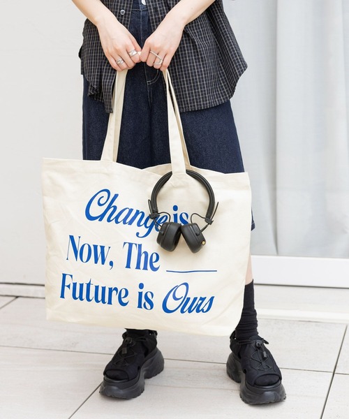 RAGEBLUE（レイジブルー）の「BIGキャンバスロゴトートバッグ（トートバッグ・レディース・ブルー/ホワイト/ピンク・FREE）」の5枚目の写真