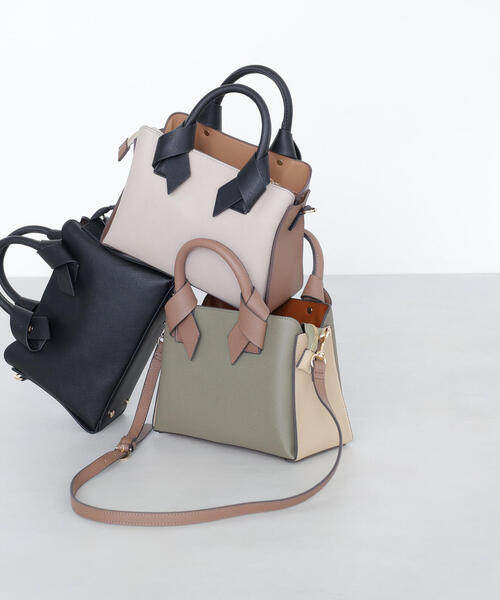 NATURAL BEAUTY BASIC（ナチュラルビューティーベーシック）の「◇ボクシーリボントートバッグ（トートバッグ・レディース・ブラック/ホワイト系その他/グリーン系その他6・ﾌﾘ-）」の3枚目の写真