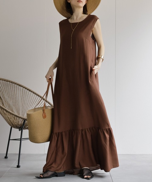 ノースリーブ ギャザー切り替えワンピース（ワンピース