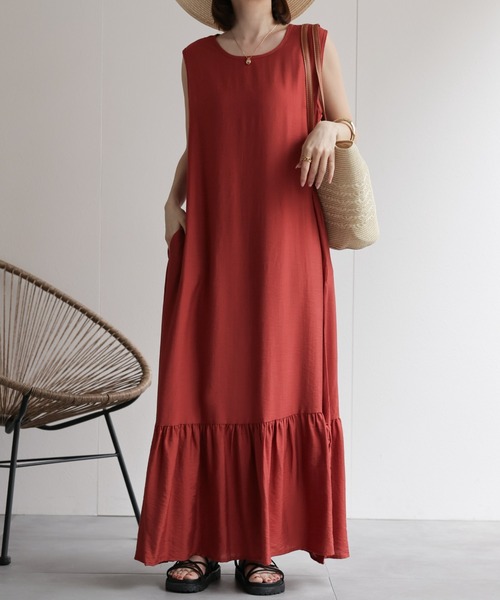 セール】ノースリーブ ギャザー切り替えワンピース（ワンピース