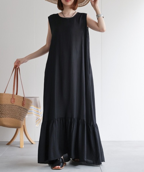 sakishimatokyo（サキシマトーキョー）の「ノースリーブ ギャザー切り替えワンピース（ワンピース・レディース・ブラウン/アイボリー/ブラック/ベージュ/レンガ・FREE）」の20枚目の写真