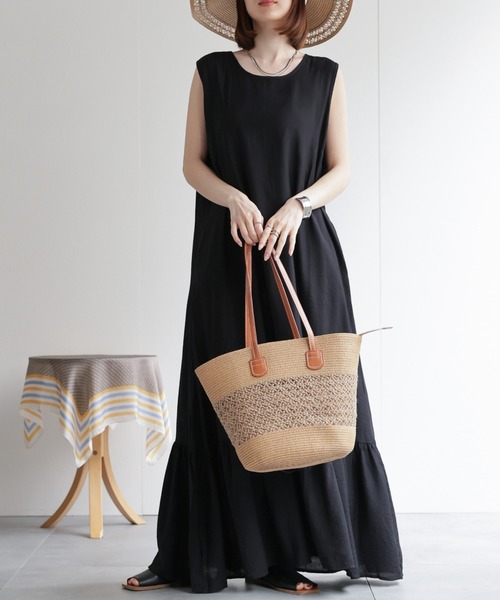 sakishimatokyo（サキシマトーキョー）の「ノースリーブ ギャザー切り替えワンピース（ワンピース・レディース・ブラウン/アイボリー/ブラック/ベージュ/レンガ・FREE）」の17枚目の写真