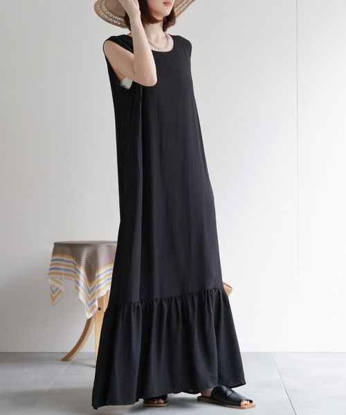 sakishimatokyo（サキシマトーキョー）の「ノースリーブ ギャザー切り替えワンピース（ワンピース・レディース・ブラウン/アイボリー/ブラック/ベージュ/レンガ・FREE）」の16枚目の写真