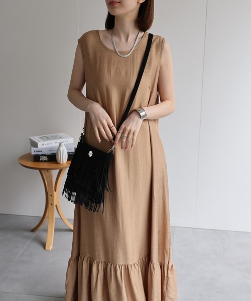 セール】ノースリーブ ギャザー切り替えワンピース（ワンピース