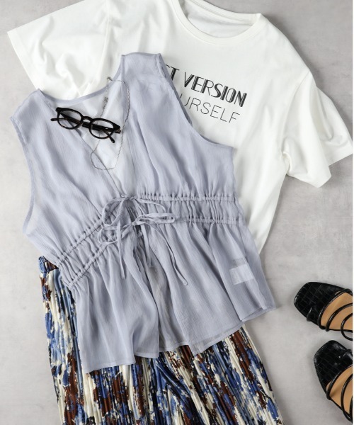 シアーリボンベスト HONEYSUCKLE ROSE】シアーリボンベスト（その他トップス）｜Right-on