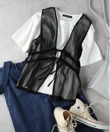 Right-on | 【HONEYSUCKLE ROSE】シアーリボンベスト(その他トップス)