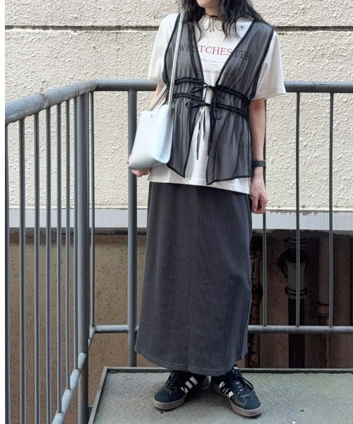 シアーリボンベスト HONEYSUCKLE ROSE】シアーリボンベスト（その他トップス）｜Right-on