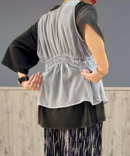 シアーリボンベスト HONEYSUCKLE ROSE】シアーリボンベスト（その他トップス）｜Right-on