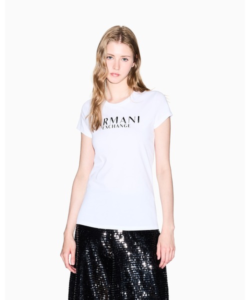 tシャツ 「A|X アルマーニ エクスチェンジ」「ZOZO限定」AXロゴ 半袖クルーネックTシャツ/SLIM レディース A|X アルマーニ エクスチェンジ】＜ZOZO限定＞AXロゴ クルー