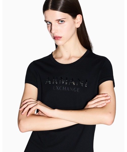 ARMANI EXCHANGE（アルマーニエクスチェンジ）の「【A|X アルマーニ エクスチェンジ】AXロゴ クルーネック半袖Tシャツ/SLIM（Tシャツ/カットソー・レディース・ホワイト/ブラック/アイボリー・X-SMALL/SMALL/MEDIUM/LARGE/X-LARGE）」の10枚目の写真