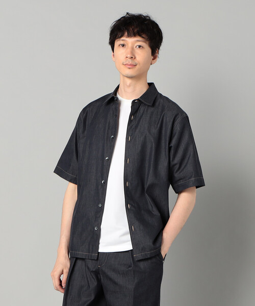 COMME CA MEN（コムサメン）の「岡山織り超長綿高密度デニム レギュラーカラー半袖シャツ（シャツ/ブラウス・メンズ・ネイビー/ブラック・M/L/S）」の2枚目の写真