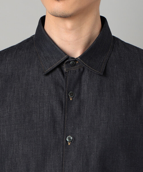 COMME CA MEN（コムサメン）の「岡山織り超長綿高密度デニム レギュラーカラー半袖シャツ（シャツ/ブラウス・メンズ・ネイビー/ブラック・M/L/S）」の4枚目の写真