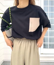 Q | バイカラー エンボスロゴT(Tシャツ/カットソー)