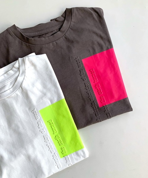 バイカラー エンボスロゴT（Tシャツ/カットソー）｜Q（キュー