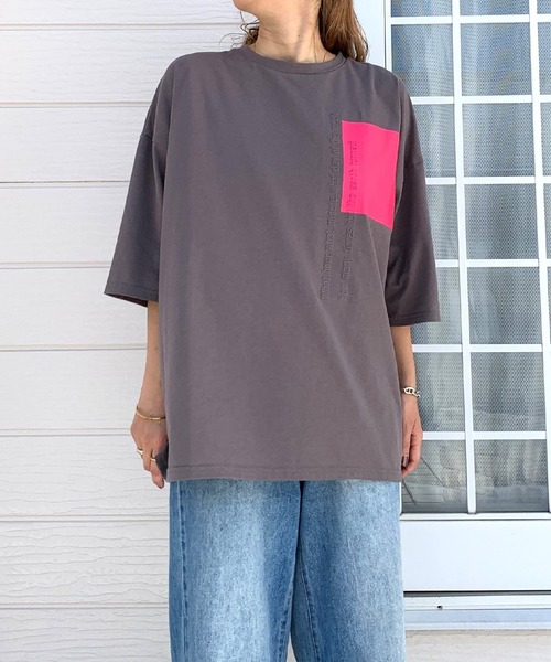 tシャツ バイカラー エンボスロゴT レディース バイカラー エンボスロゴT（Tシャツ/カットソー）｜Q（キュー