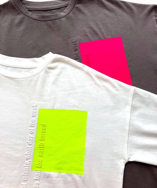 バイカラー エンボスロゴT（Tシャツ/カットソー）｜Q（キュー