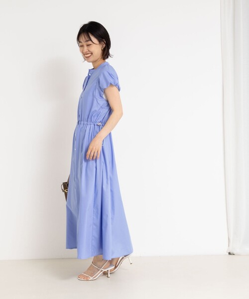 NOLLEY’S（ノーリーズ）の「ドロストシャツワンピース（ワンピース・レディース・ベージュ系その他3/ブルー/ネイビー・38）」の4枚目の写真