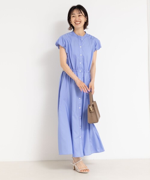 NOLLEY’S（ノーリーズ）の「ドロストシャツワンピース（ワンピース・レディース・ベージュ系その他3/ブルー/ネイビー・38）」の7枚目の写真