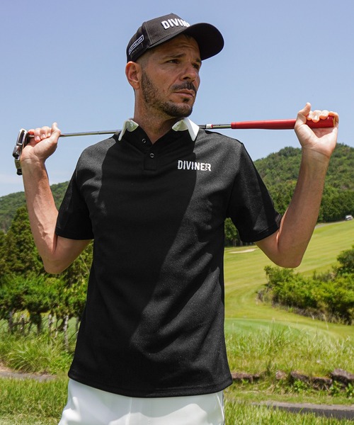 DIVINER GOLF】メッシュバックラインロゴポロシャツ メンズ ゴルフ