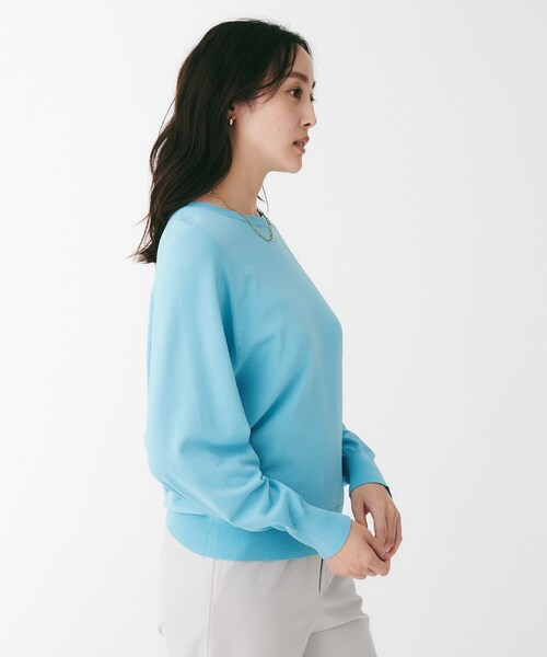 【美品】24ss リネンコットンラグランニット　ブラック・フリー リネンクルーネックニットプルオーバー／C.T.plage（シーティー