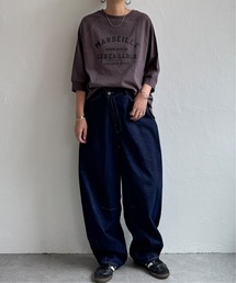 【デニムセットアップ可能】アシメボタンカーブデニムパンツ