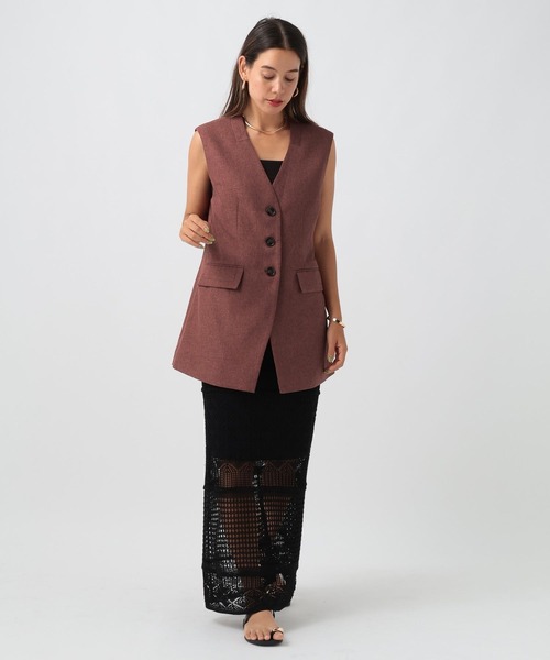 BAYFLOW（ベイフロー）の「リネンライクノーカラーノースリーブベスト（ベスト・レディース・レンガ/チャコール/ベージュ・FREE）」の10枚目の写真