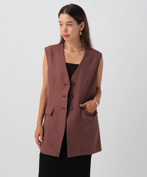 BAYFLOW（ベイフロー）の「リネンライクノーカラーノースリーブベスト（ベスト・レディース・レンガ/チャコール/ベージュ・FREE）」の12枚目の写真