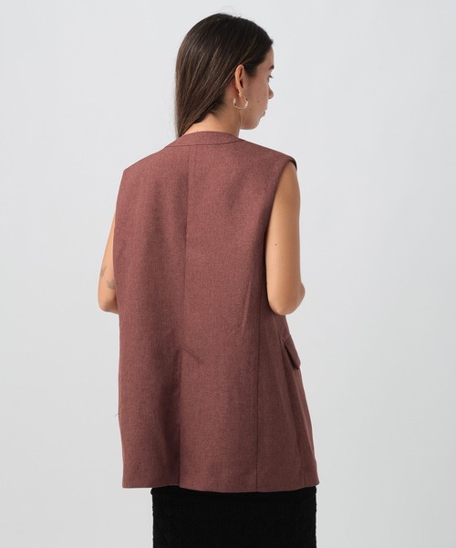 BAYFLOW（ベイフロー）の「リネンライクノーカラーノースリーブベスト（ベスト・レディース・レンガ/チャコール/ベージュ・FREE）」の13枚目の写真