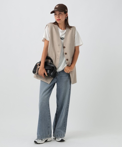 BAYFLOW（ベイフロー）の「リネンライクノーカラーノースリーブベスト（ベスト・レディース・レンガ/チャコール/ベージュ・FREE）」の15枚目の写真