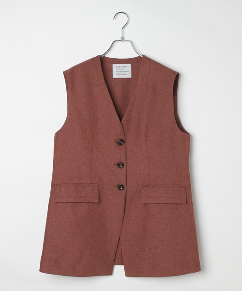 BAYFLOW（ベイフロー）の「リネンライクノーカラーノースリーブベスト（ベスト・レディース・レンガ/チャコール/ベージュ・FREE）」の18枚目の写真