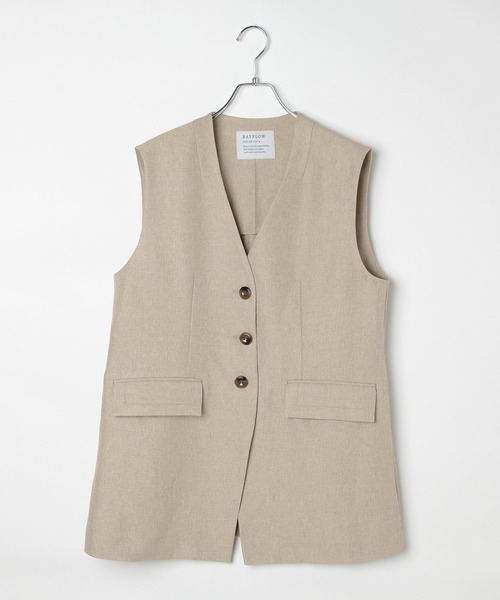 BAYFLOW（ベイフロー）の「リネンライクノーカラーノースリーブベスト（ベスト・レディース・レンガ/チャコール/ベージュ・FREE）」の19枚目の写真
