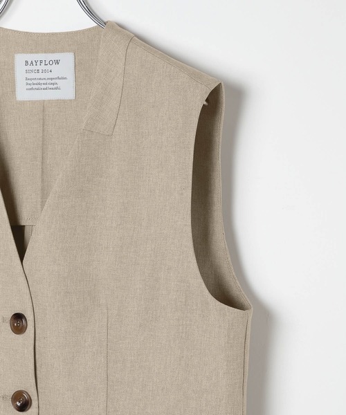 BAYFLOW（ベイフロー）の「リネンライクノーカラーノースリーブベスト（ベスト・レディース・レンガ/チャコール/ベージュ・FREE）」の22枚目の写真