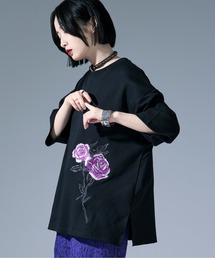 サイドバラ刺繍Tシャツ