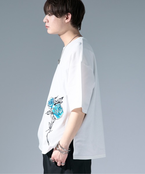 サイドバラ刺繍Tシャツ（Tシャツ/カットソー）｜Ellno Loset（エルノ
