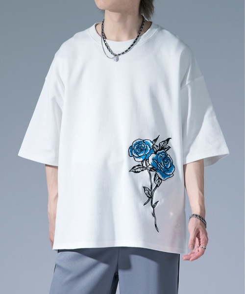 サイドバラ刺繍Tシャツ（Tシャツ/カットソー）｜Ellno Loset（エルノ