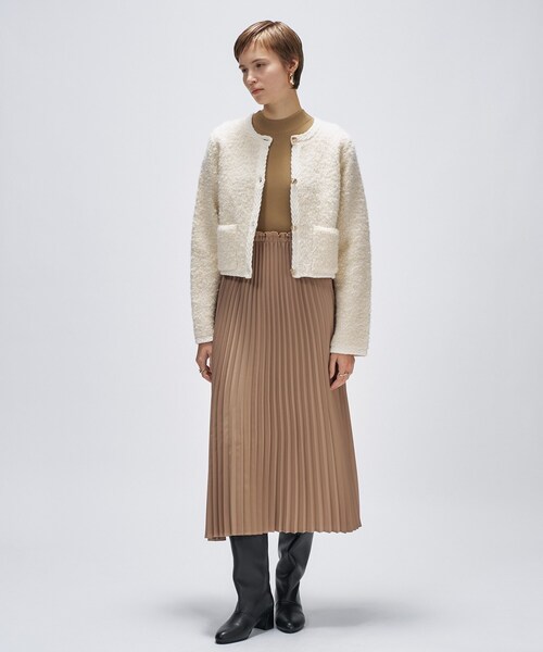 cloenc（クロエンス）の「ニットドッキングプリーツワンピース（ワンピース・レディース・ブラック/キャメル・03/01/02）」の2枚目の写真