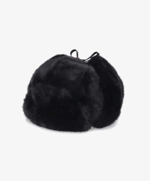 KANGOL（カンゴール）の「KANGOL BLACK FAUX FUR TRAPPER / カンゴール（ハット・レディース・ブラック・X-LARGE/LARGE/MEDIUM）」の2枚目の写真