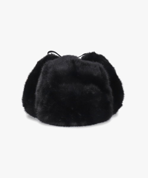 KANGOL（カンゴール）の「KANGOL BLACK FAUX FUR TRAPPER / カンゴール（ハット・レディース・ブラック・X-LARGE/LARGE/MEDIUM）」の3枚目の写真