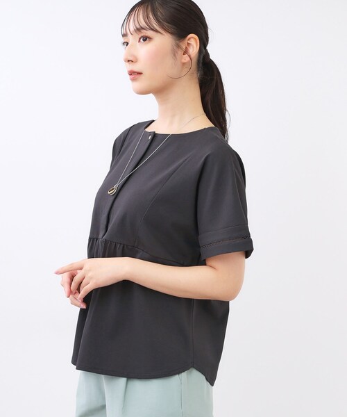 Reflect(リフレクト)の「【前後で着られる2WAY◎】プルオーバージャージ(Tシャツ/カットソー・レディース・オフホワイト/チャコールグレー/ブルーグリーン/ピンク・11/09)」の9枚目の写真
