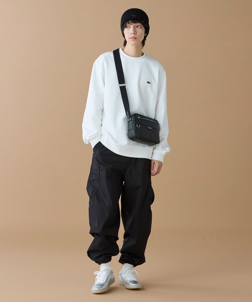 LACOSTE(ラコステ)の「オシアン レザーレポーターバッグ(ショルダーバッグ・メンズ・ブラック/モスグリーン/グレー・FREE)」の7枚目の写真