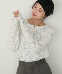 forksy.（フォルクシー）の「【forksy.】ドット柄ヘンリーネックジャガードトップス（Tシャツ/カットソー・レディース）」