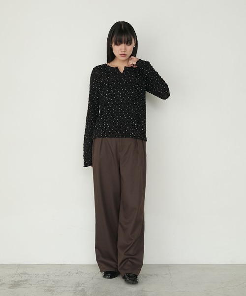 forksy.】ドット柄ヘンリーネックジャガードトップス forksy.│MONO