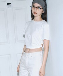 CODE A（コードエー）の「drawstring crop tee（Tシャツ/カットソー）」