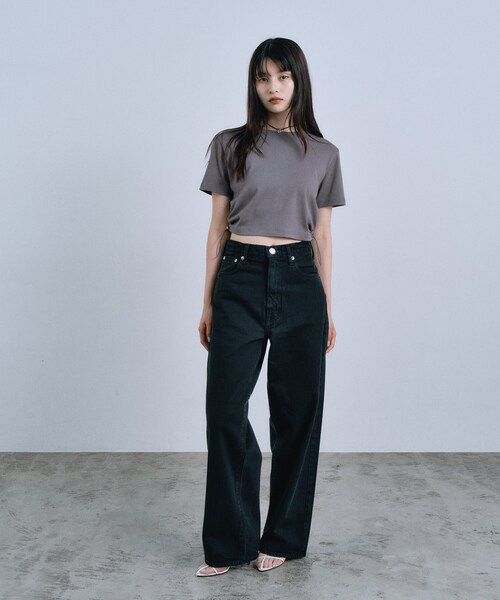 CODE A(コードエー)の「drawstring crop tee(Tシャツ/カットソー・レディース・グレー/ライトグレー/ホワイト・00)」の5枚目の写真